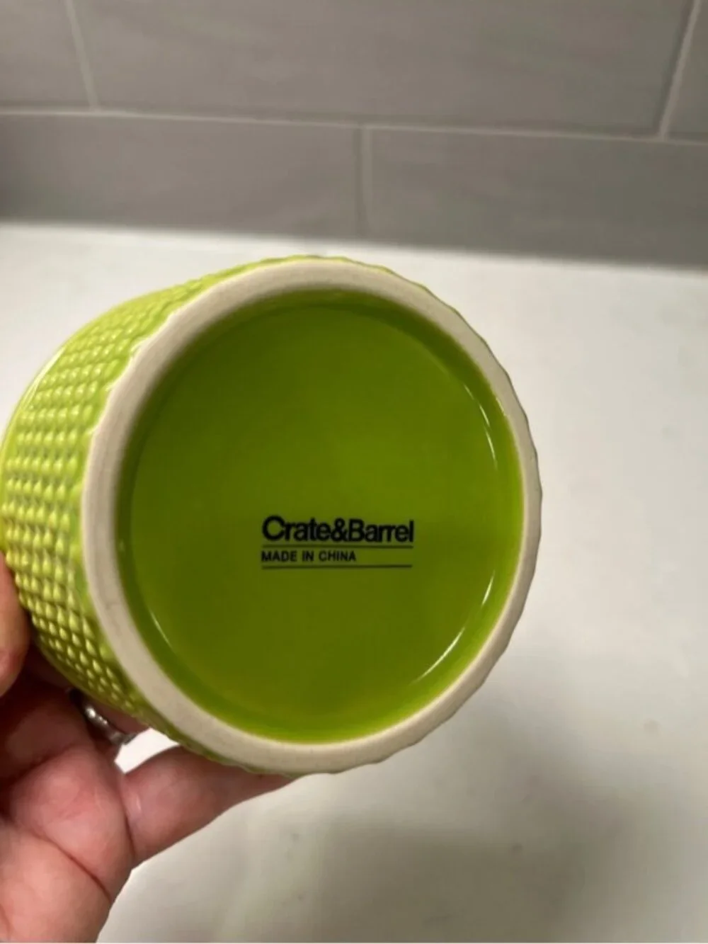 Crate&Barrel Lime Green Textured Ceramic Ramekin